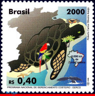 Ref. BR-2742 BRAZIL 2000 - GERCO, COASTAL ZONE,PARROT, TURTLE, WHALE, MI# 3028, MNH, MAPS 1V Sc# 2742 - Ungebraucht