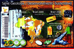 Ref. BR-2743 BRAZIL 2000 - SUSTAINABLE DEVELOPMENT,HANOVER, GEMSTONES, MI# B111, S/S MNH, GEOLOGY 3V Sc# 2743 - Andere & Zonder Classificatie