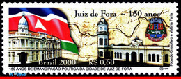 Ref. BR-2747 BRAZIL 2000 CITIES, JUIZ DE FORA, FLAGS,, ARCHITECTURE, MI# 3036, MNH 1V Sc# 2747 - Stamps