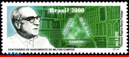 Ref. BR-2760 BRAZIL 2000 - MILTON CAMPOS,POLITICIAN, BOOKS, MI# 3053, MNH, FAMOUS PEOPLE 1V Sc# 2760 - Neufs