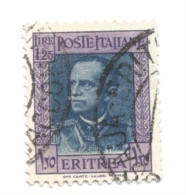 (COLONIE E POSSEDIMENTI) 1931, ERITREA, VITTORIO EMANUELE III, 1,25L - 1 Francobollo Usato (CAT. SASSONE N.201) - Erythrée