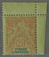 Sainte Marie De Madagascar - N°7 ** (1894) 20c Brique Sur Vert - Ongebruikt