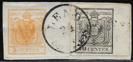 1850 Lombardo Veneto 5c.+10c. Cancelled Sassone N. 1i+19a - Lombardo-Veneto