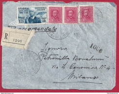 1937 ERITREA, Lettera Affrancata N° 200(3)-204 + Etiopia N° 7 - Erythrée