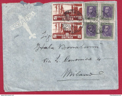 1936 ERITREA, Lettera Affrancata N° 197 (x3) + N° 206 (x2) - Erythrée