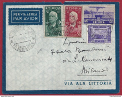 1937 ERITREA, Lettera Affrancata N° 208 + Etiopia N° 3-5 Somalia N° 221 - Erythrée