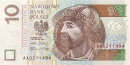 Poland 10 Zloty, P-183a (5.1.2012) - UNC - AA Serial Number - Poland