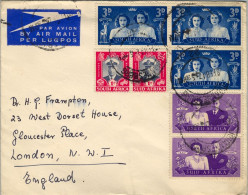 1947 AFRICA DEL SUR , JOHANNESBURG - LONDON , CORONACIÓN , SOBRE CIRCULADO , CORREO AÉREO - Storia Postale