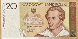 Poland 20 Zloty, P-180 (23.9.2009) - UNC - Juliusz Slowacki Banknote - Polonia