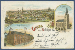 Gruss Aus Solingen Postgebäude Kirche Gesamtansicht, Gelaufen 1899 (AK1283) - Solingen