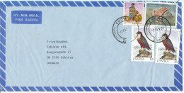 Zambia Air Mail Cover Sent To Denmark 7-2-1989 Topic Stamps BIRDS And Other - Zambia (1965-...)