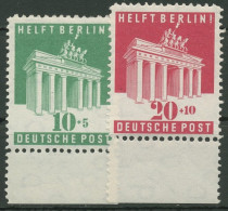Bizone 1948 BERLIN-HILFE, Brandenb. Tor 101/02 Unterrand Postfrisch, Vorgefaltet - Neufs
