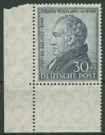 Bizone 1949 200. Geburtstag Von Johann W. V. Goethe 110 Ecke U. Links Postfrisch - Mint
