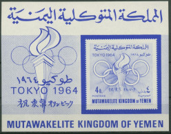 Jemen (Königreich) 1964 Olympiade Tokio Fackel Ringe Block 9 Postfrisch (C30448) - Jemen