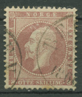 Norwegen 1856/57 König Oskar I. 8 Skilling 5 Gestempelt, Kleine Fehler - Usados