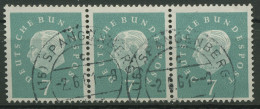 Bund 1959 Heuss Medaillon Bogenmarken 302 3er-Streifen Gestempelt - Gebruikt