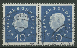 Bund 1959 Heuss Medaillon 305 Waagerechtes Paar Gestempelt, Zahnfehler - Used Stamps