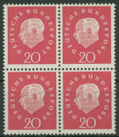 Bund 1959 Heuss Medaillon Bogenmarken 304 4er-Block Postfrisch - Nuevos