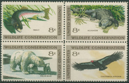 USA 1971 Naturschutz Forelle Alligator Eisbär Kondor 1037/40 ZD Postfrisch - Nuevos