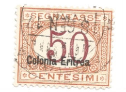 (COLONIE E POSSEDIMENTI) 1928, ERITREA, SEGNATASSE, 50c - 1 Francobollo Usato (CAT. SASSONE N.17) - Erythrée