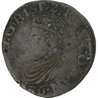 Pays-Bas Espagnols, Hainaut, Philippe II, Liard, 1586, Mons, Cuivre, TB+ - Spanische Niederlande