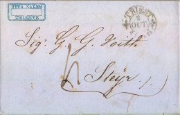 1846 TRIESTE ( 2 OCTUBRE ) , CARTA CIRCULADA A STEYR ( AUSTRIA ) . LLEGADA MUY TENUE AL DORSO - 1. ...-1850 Vorphilatelie