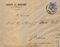 1897 SALONIQUE , CORREO AUSTRIACO EN LEVANTE , SOBRE CIRCULADO A GLARUS , LLEGADA AL DORSO - Oriente Austriaco