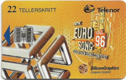 Norway - Telenor - Eurosong '96 - N-072 - SC7, 04.1996, 22U, 25.000ex, Used - Norway