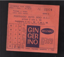 Biglietto Parcheggio ACI Vicenza RECOARO Gingerino - Tickets - Entradas