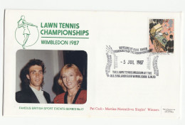 Par Cash Martina Navratilova Special PHOTO COVER Wimbledon TENNIS On BBC RADIO Event 1987 GB Stamps Broadcasting - Tenis