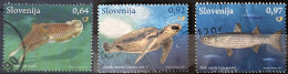 SLOVENIA 2013 Fauna - Marine Fauna Of Slovenia Postally Used Stamps Covered With Seasalt Michel # 1025,1026,1027 - Slovénie