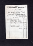 NOISY LE GRAND - Petite Facture 1926 - Entreprise De Menuiserie - Bois De Sciage Au Détail - A. PASCAL  FILS - 1900 – 1949