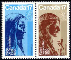 (C08-85aa) Canada Marie De L'Incarnation Kateri Tekakwitha Se-tenant MNH ** Neuf SC - Unused Stamps