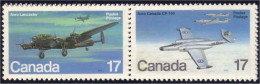 (C08-73ac) Canada Avro Lancaster Avro CF-100 Se-tenant MNH ** Neuf SC - Militares