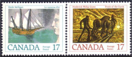 (C08-17aa) Canada Labourer Plower Voilier Sailing Ship Cheval Horse Pferd Se-tenant MNH ** Neuf SC - Ungebraucht