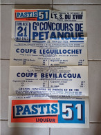 Affiche - Grand Concours De PETANQUE - 32 Triplettes - Coupe LEGUILLOCHET - Mai 1967- Publicité PASTIS 51 - Afiches