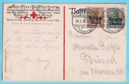 14-18 LOTTE LIEBING Blessé  Roten Kreuz Obl. BRUSSEL Ausstellung Fürsorge 30 VII 1916 Rare Courrier Non Philatélique  - OC1/25 Generalgouvernement 