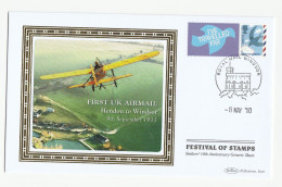 AVIATION Europe Rate Smilers 2010 Festival Of Stamps Special SILK  FDC Illus 1911 AIRCRAFT Cover GB - 2001-2010 Decimal Issues