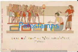 227418 AFRICA EGYPT ART ARTE SIGNED R. M. DE GIORGIO PEOPLE WHO WILL BE REGISTERED THEBES POSTAL POSTCARD - Other & Unclassified