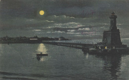 Old Postcard Constanta, Romania. Night Scene Farul Regele Carol I - Rumänien