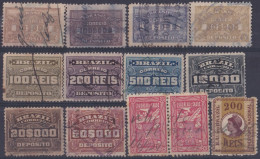 F-EX28951 BRAZIL BRASIL S.XX REVENUE STAMPS LOT ALL DIFFERETS TREASURE DEPOSIT. - Timbres-taxe