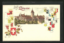 Lithographie Zürich, Schweizer Landesmuseum, Wappen Der Kantone  - Autres & Non Classés