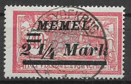 MEMEL  OCCUPAZIONE TEDESCA  1922 FRANCOBOLLI DI FRANCIA  SOPRASTAMPATI  UNIF.70 USATO VF - Altri & Non Classificati