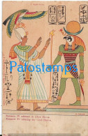 227430 AFRICA EGYPT ART ARTE RAMSES IV ADORING THE GOD HORUS SPOTTED POSTAL POSTCARD - Other & Unclassified