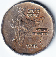 INDIA COIN LOT 70, 2 RUPEES 1998, NATIONAL INTEGRATION, HYDERABAD MINT, XF, SCARE - India