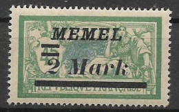 MEMEL OCCUPAZIONE TEDESCA 1922 FRANCOBOLLI DI FRANCIA SOPRASTAMPATI UNIF 69 MLH VF - Sonstige & Ohne Zuordnung