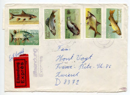 Germany, East 1987 Express Cover; Brünlos To Zwiesel; Freshwater Fish, Full Set Of Stamps - Lettres & Documents