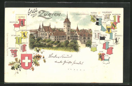 Lithographie Zürich, Schweiz. Landesmuesum, Wappen Der Kantone  - Autres & Non Classés