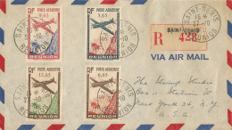 REUNION - 30 FR 60 CENT.  4 STAMP FRANKING ON REGISTERED AIR COVER FROM SAINT DENIS TO THE USA - 1945 - Lettres & Documents