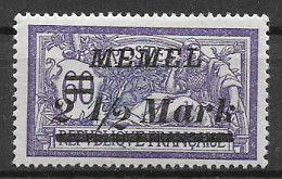 MEMEL OCCUPAZIONE TEDESCA 1922 FRANCOBOLLI DI FRANCIA SOPRASTAMPATI UNIF 71  MLH VF - Andere & Zonder Classificatie